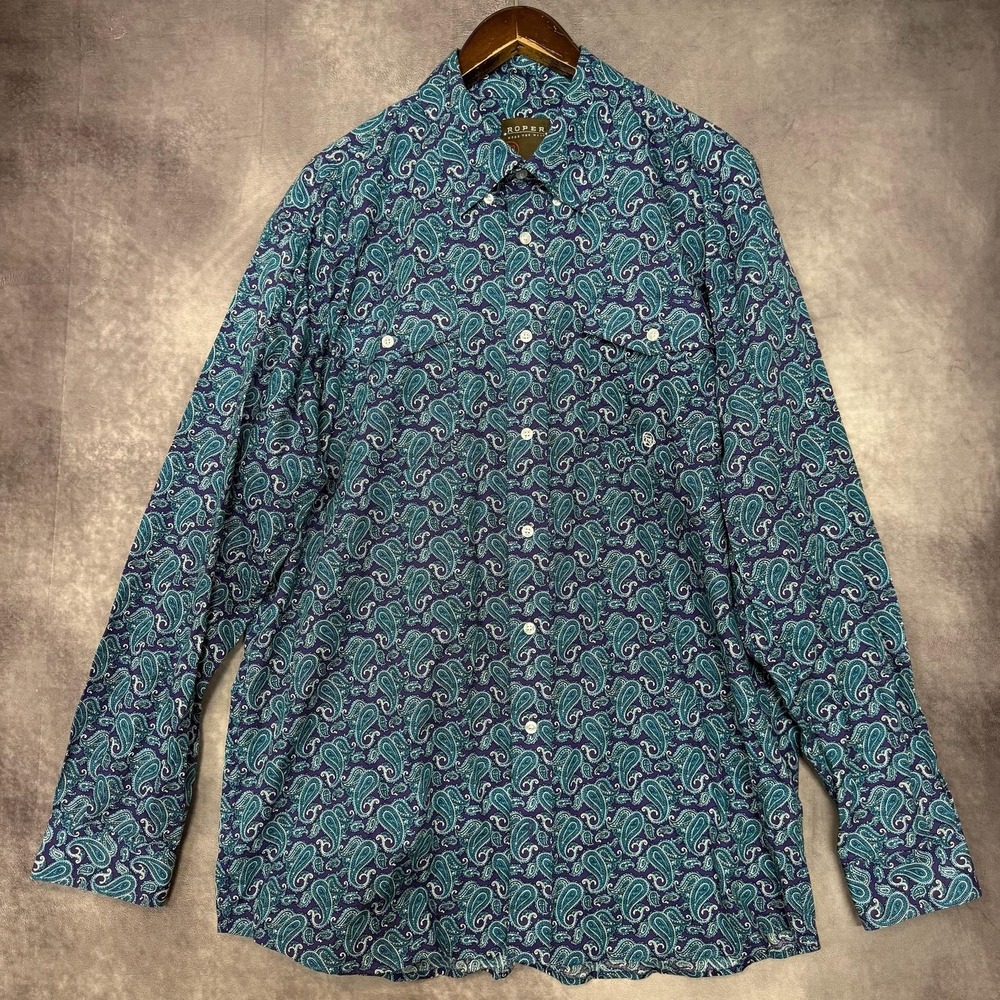 Roper Shirt‎ Men's XL Paisley Western Long Sleeve Cotton